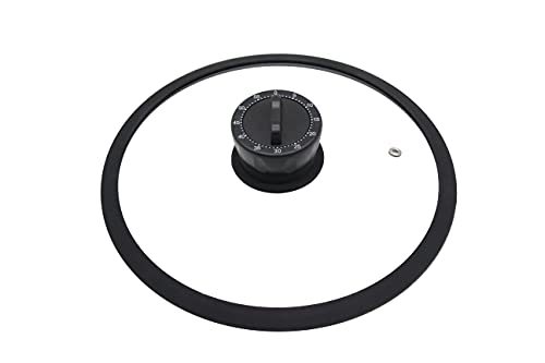 Tempered Glass Lid for Pots Pans and Skillets with heat resistant timer konb and Silicone Rim Fits 6 Inch to 12 Inch cookware  Replacement Frying Pan Cover