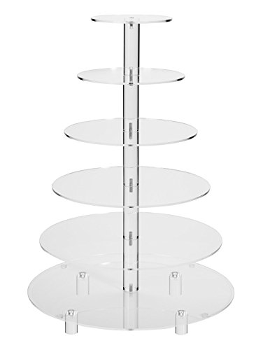 Jusalpha 6 Tier Round Acrylic Cupcake Standcake standdessert stand cupcake Tower 6RFs (6 Tier With Base) (6RFsmall)